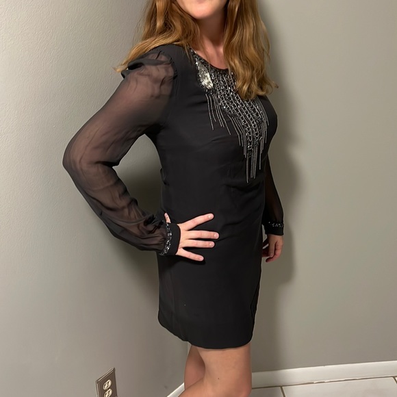 French Connection headed sheer silk dress - Picture 1 of 10